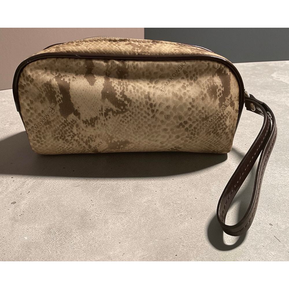 B. Makowsky snake print cosmetic bag vanity case and a travel clutch - Picture 2 of 4